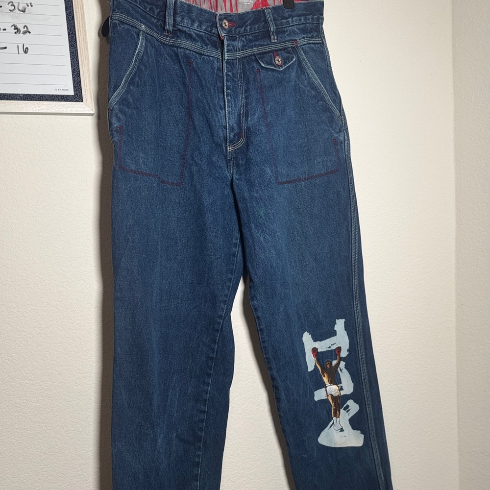 Stylish Men's Graphic Blue Jeans
